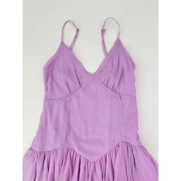 Abercrombie & Fitch purple drop waist ruffle mini dress - size small - Picture 3 of 5
